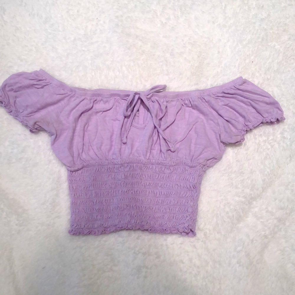 Purple Lavender Tie Front Crop Top